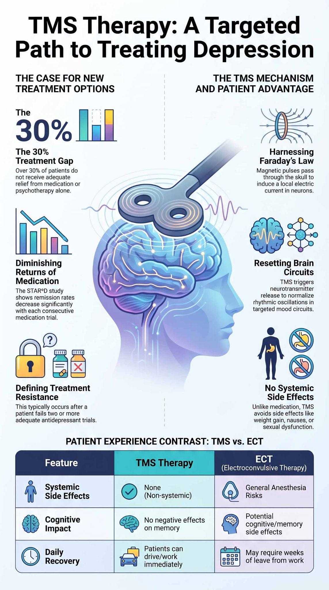 An educational infographic explaining localized brain patterns and anxious depression.