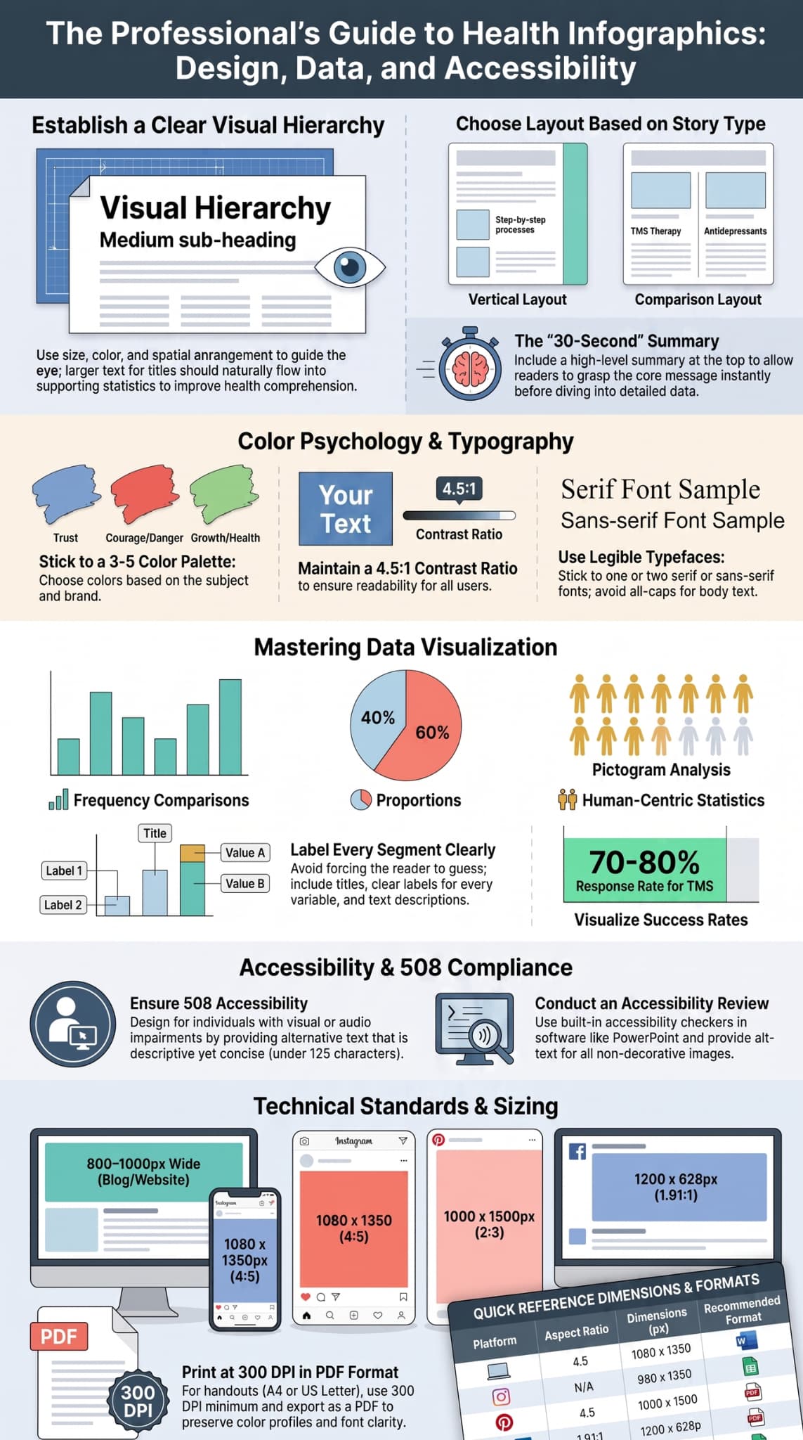 Infographic outlining TMS therapy design and data, including insights on motivation and outcomes